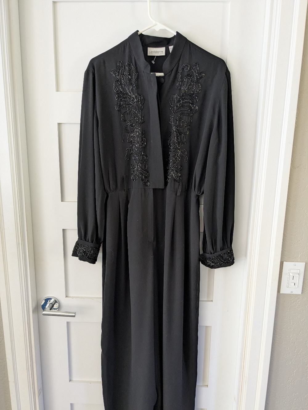 Vintage Liz Claiborne One Piece Pant Suit With Beaded Embellishments
